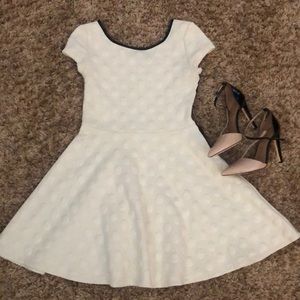 Align White Polka Dot Dress with Leather Neckline